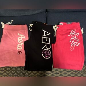 AEROPOSTALE Women’s Sweatpants Trio - Light Pink, Hot Pink & Black(NWT)